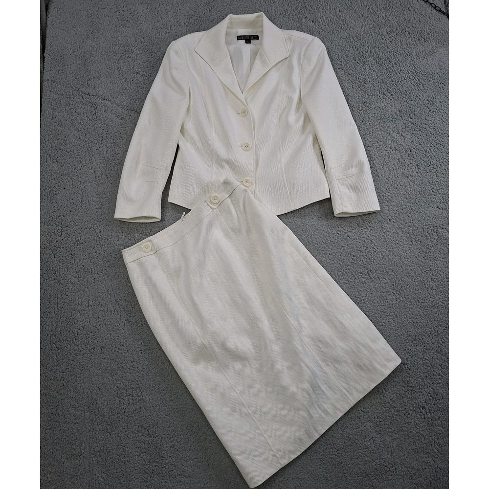 Lafayette 148 Suit Set Textured Cotton Blend Blazer (8) And Skirt (10) Custom
